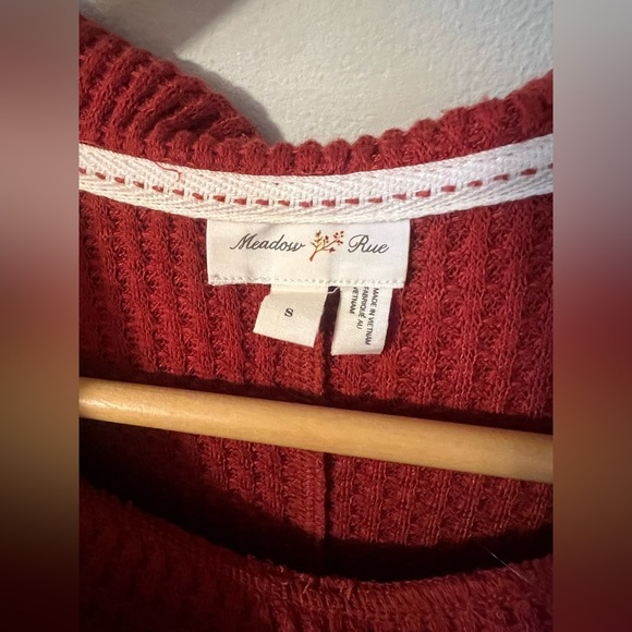 ANTHROPOLOGIE Meadow Rue RED LONG SLEEVE COWLED THERMAL TUNIC TOP Size Small - Picture 4 of 9